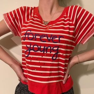 Women’s M Selena Gomez Crop Top Red stripped